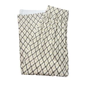2 Custom Made Pinch Pleat Curtains Drapes Panels Gray Ivory Yellow Print Lined